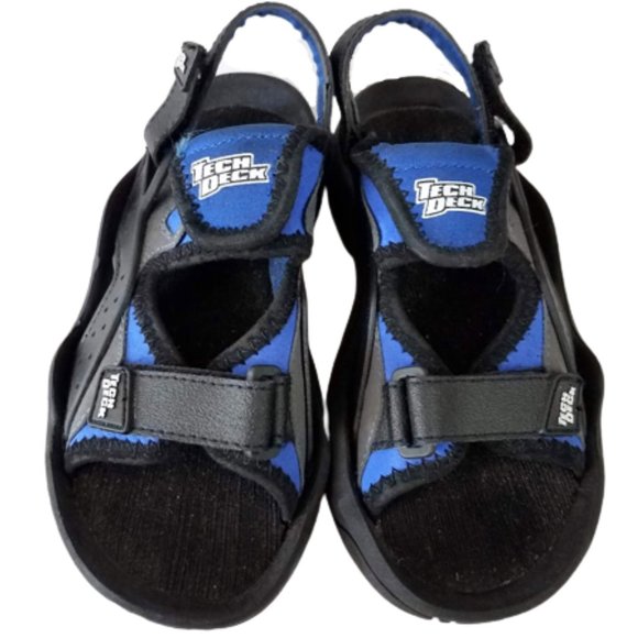 TECH DECK Black & Blue Breaker Velcro Sandals Boy's 12 1/2 - Picture 2 of 8